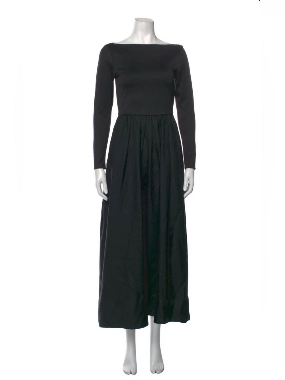 Cynthia Rowley Long Sleeve Black Dress w/ Bateau Neckline & Form-fitting Bodice